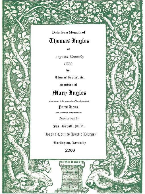 Title details for Data for a Memoir of Thomas Ingles of Augusta, Kentucky, 1854 by Thomas Ingles - Available